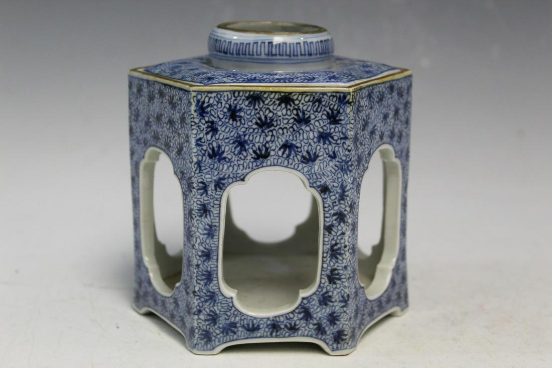 Japanese Blue and White Porcelain Candle Holder: Japanese Blue and White Porcelain Candle Holder. H 12 cm. As Is.