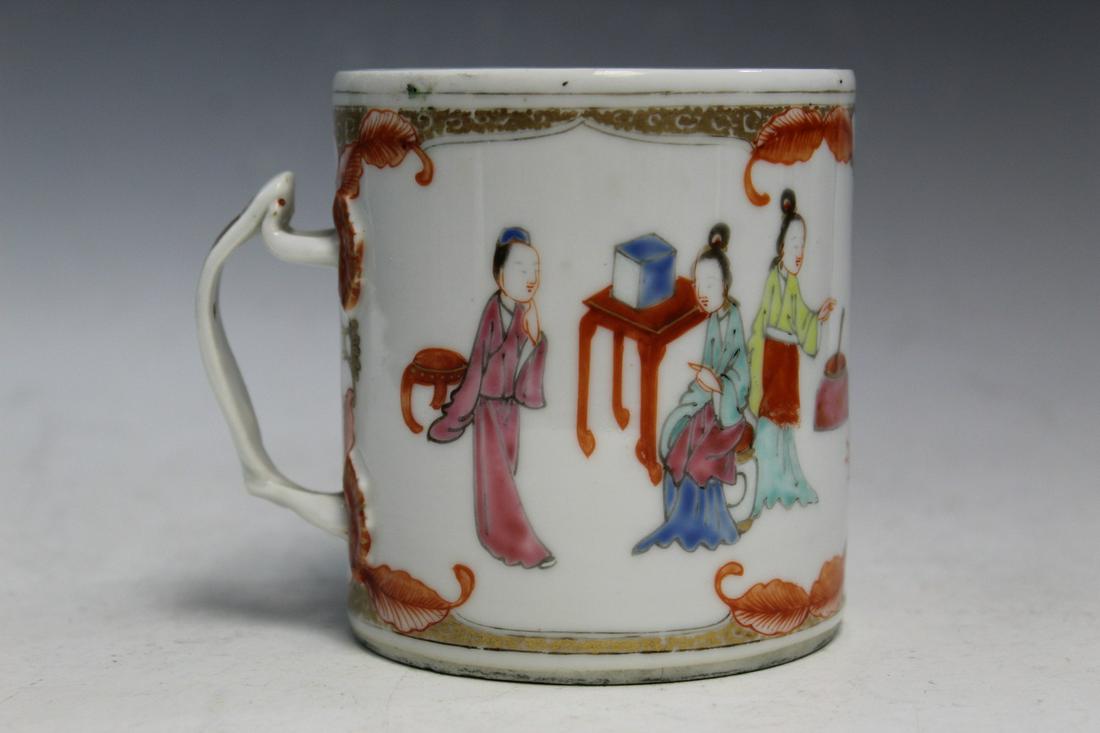 Chinese Export Famille Rose Porcelain Mug: Chinese Export Famille Rose Porcelain Mug. H 10 cm. As Is.