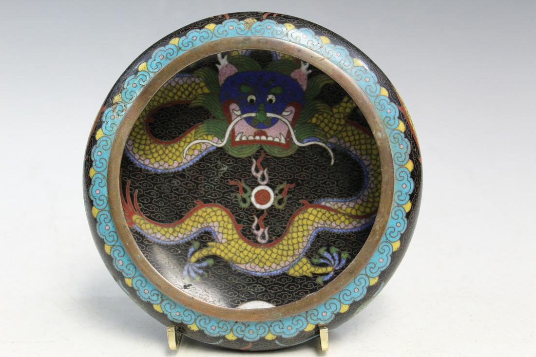 Chinese Cloisonne Brush Washer with Dragon Decoration (1 of 6)