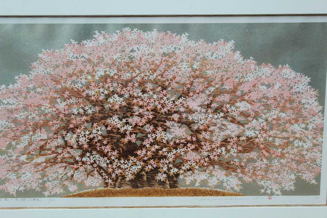 Yoshitaka Sakura by Hajime Namiki (1947-), Japanese Woodblock Print. 2001. (1 of 7)