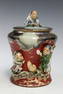 Japanese Sumida Gawa Pottery Covered Jar