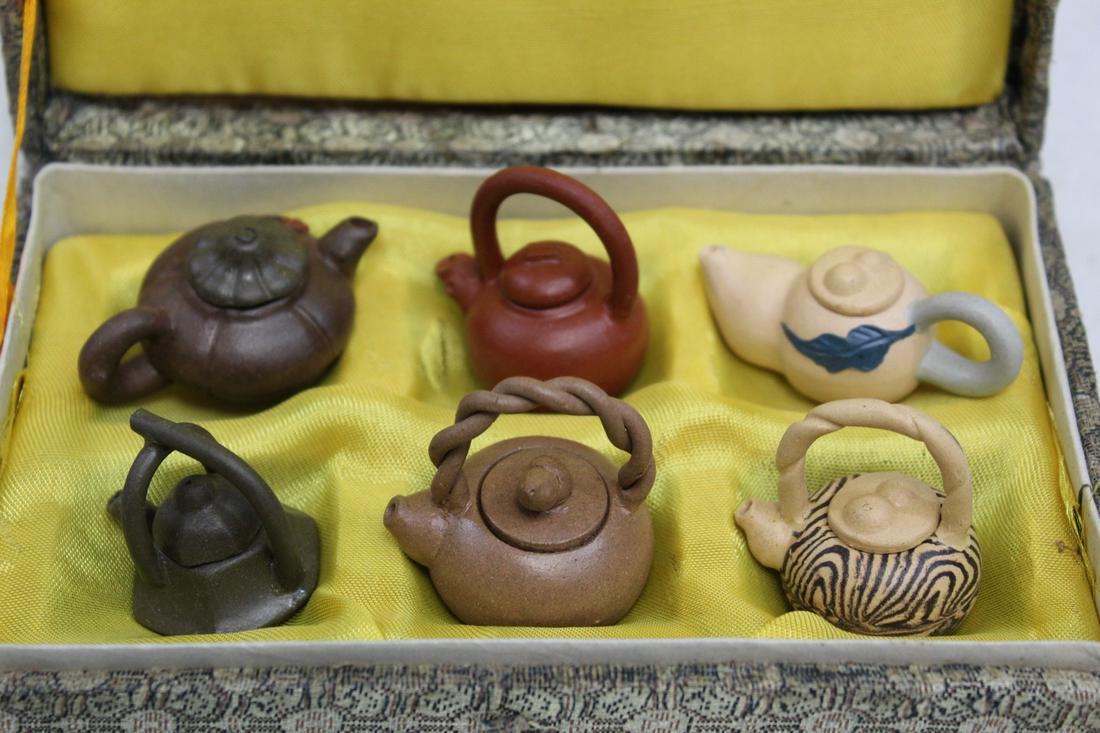 Set Of 6 Miniature Chinese Yixing Teapots Auction