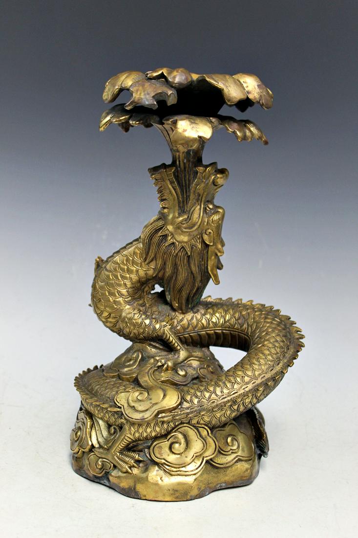 Chinese Metal Dragon Candle Holder: Chinese Metal Dragon Candle Holder. H 30 cm