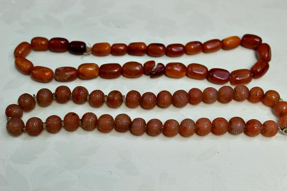 Chinese Agate Beads and Amber Beads Necklace (1 of 5)