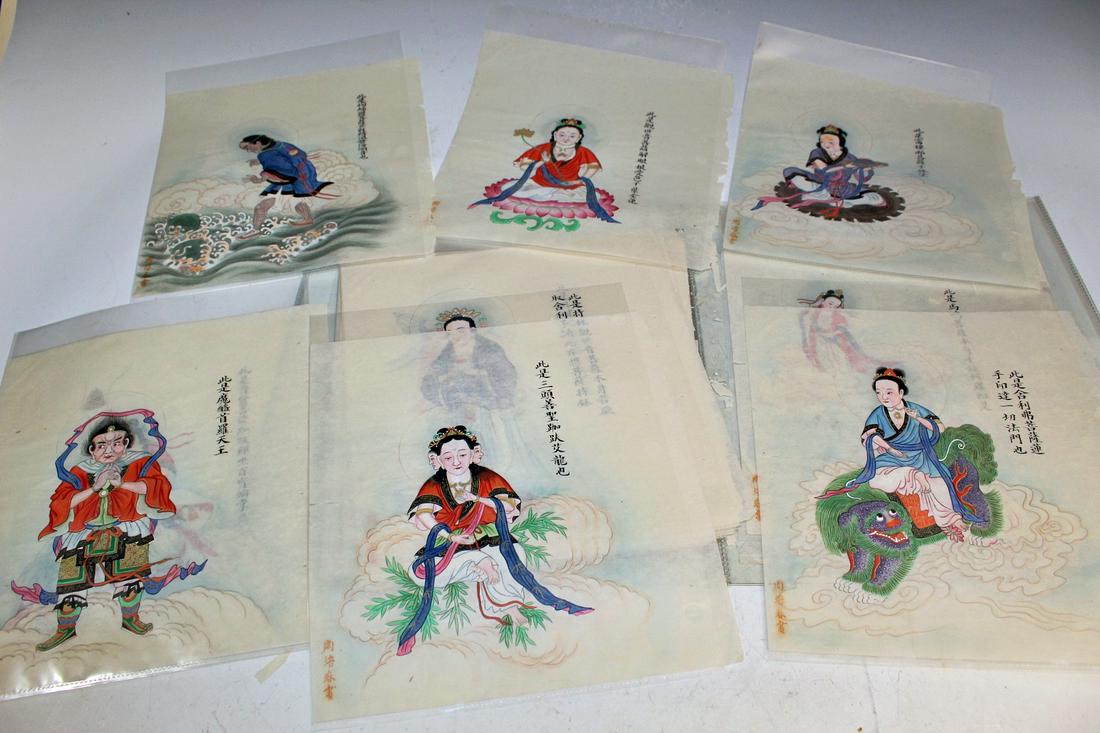 26 Pieces Chinese Buddhist Paintings on Rice Papers: 26 Pieces Chinese Buddhist Paintings on Rice Papers. 25x23 cm