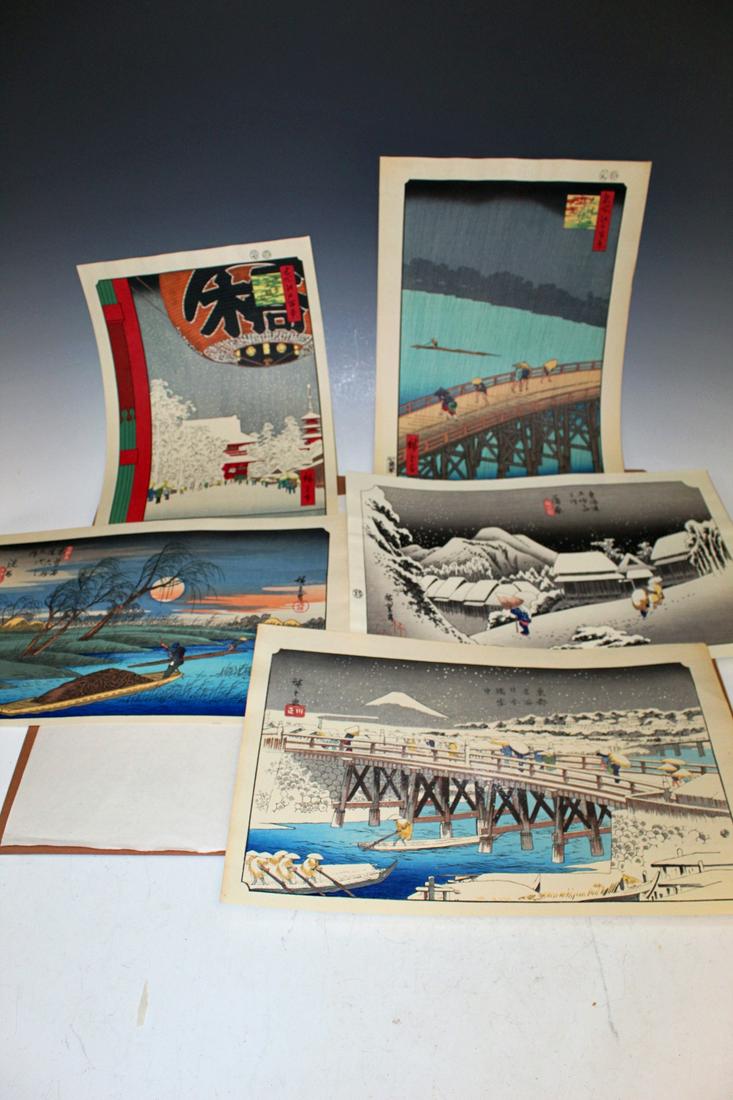 Five Japanese Woodblock Prints. (1 of 12)