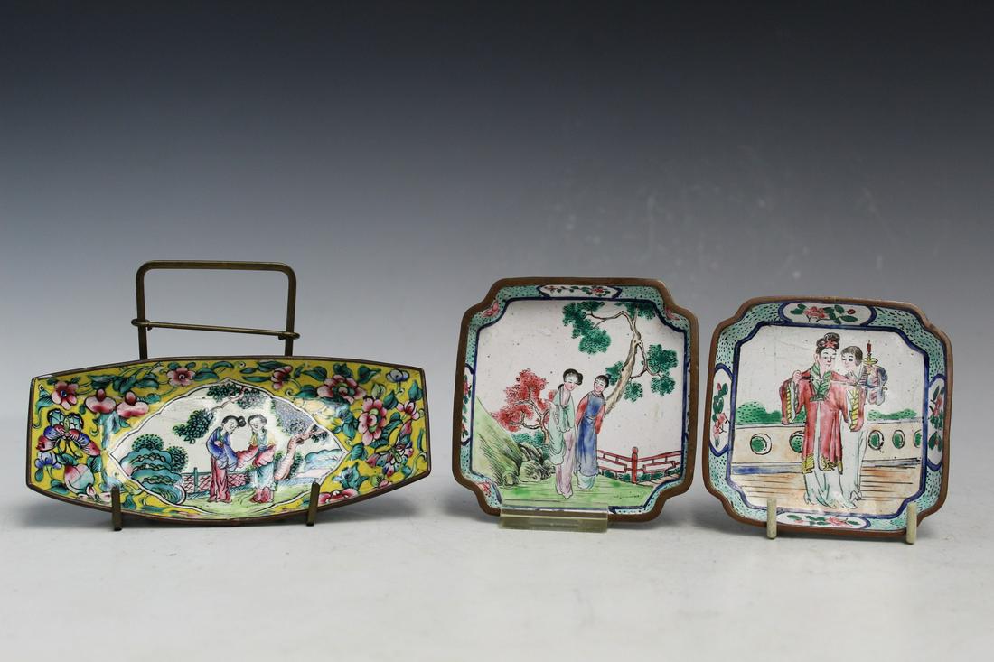 Three Chinese Enameled Dishes (1 of 7)