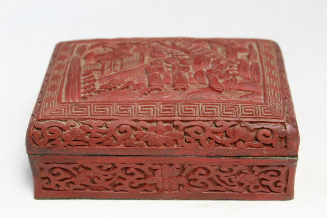 Chinese Carved Cinnabar Box (1 of 6)