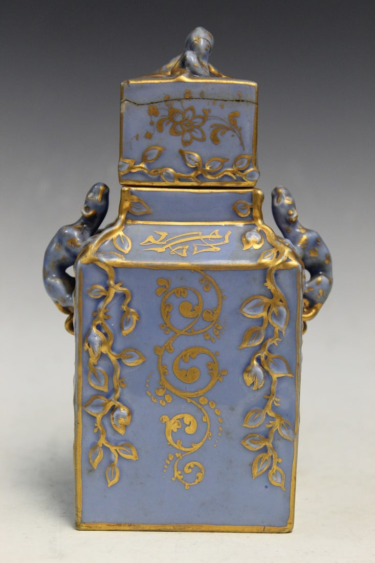 Blue Glazed Porcelain Tea Caddy (1 of 6)