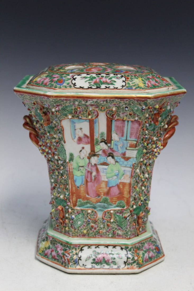 A Very Rare Chinese Rose Medallion Bough Pot (1 of 9)