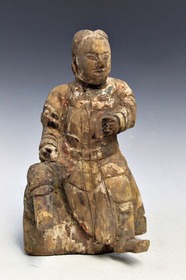 Chinese Carved Wood Statue of Guan Gong (1 of 9)