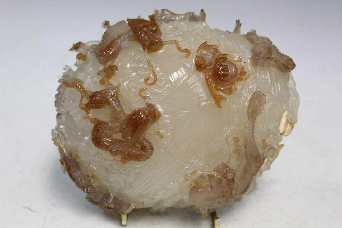 Chinese chalcedony carving of a dragon (1 of 8)