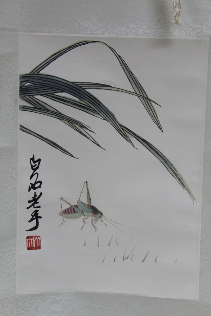 Chinese Scroll on Paper. Grasshopper (1 of 5)