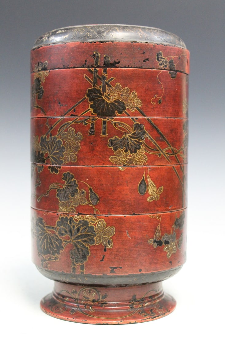 Japanese Red Lacquer Stacking Box (1 of 8)
