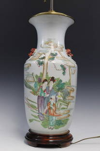 Chinese Famille Rose Porcelain Vase Lamp: Chinese Famille Rose Porcelain Vase Lamp. Vase H 41 cm, Total H 77 cm.