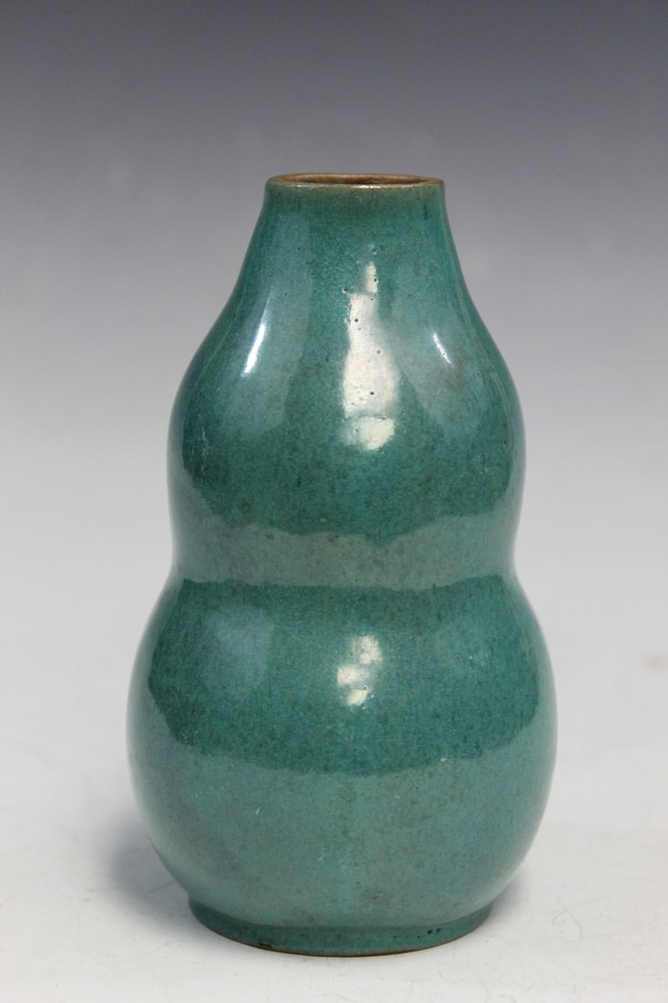 Asian Turquoise Glazed Double Gourd Pottery Vase (1 of 4)