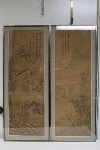 ??? ???? (?? ????. Korean 1885~1955): ??? ???? (?? ????. Korean 1885~1955). Ink Painting on Silk Scroll. Frame 88x30 cm.