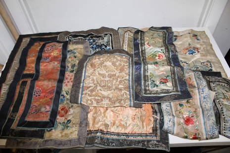 Group of Chinese Silk Embroidery Pieces: Group of Chinese Silk Embroidery Pieces. Largest size 54x25 cm. As Is.