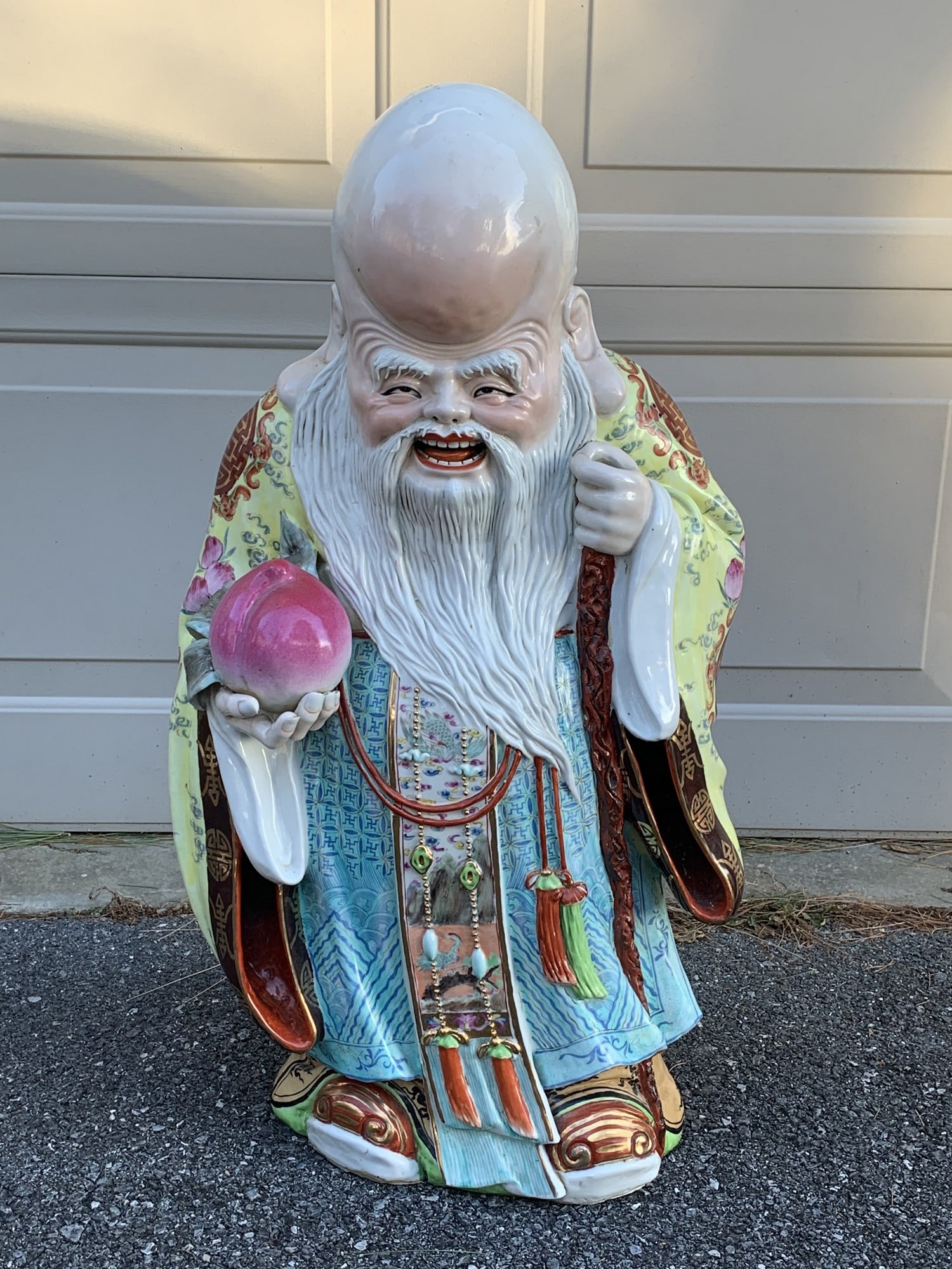 Chinese Famille Rose Porcelain Statue of Shoulao (1 of 9)