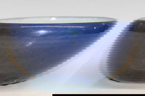 Chinese Cobalt Blue Porcelain Brush Washer: Chinese Cobalt Blue Porcelain Brush Washer. D 20.8cm