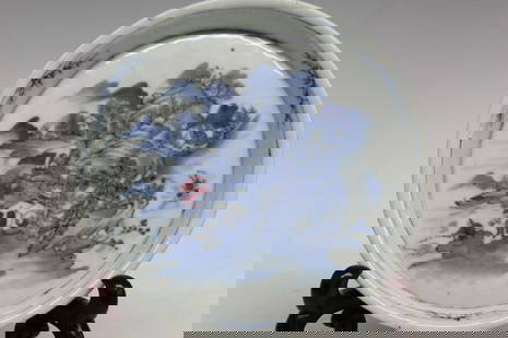 Chinese Blue and White Porcelain Dish: Chinese Blue and White Porcelain Dish. D 18cm