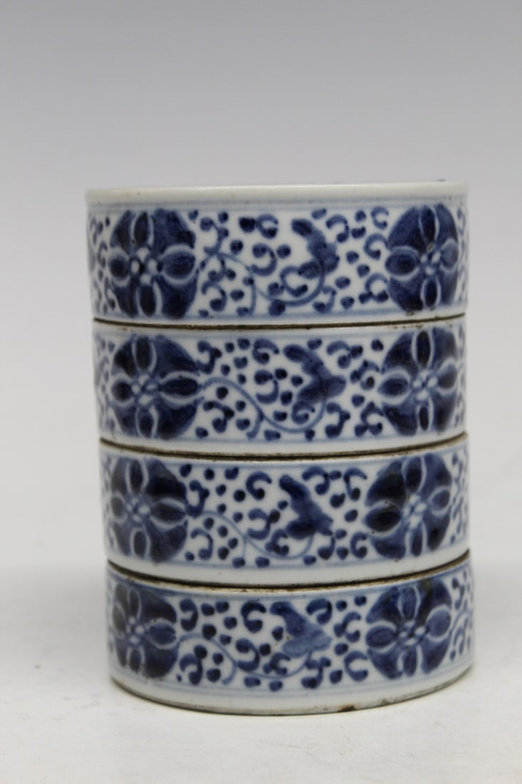 Chinese Blue and White Porcelain Four-tiered Box (1 of 5)