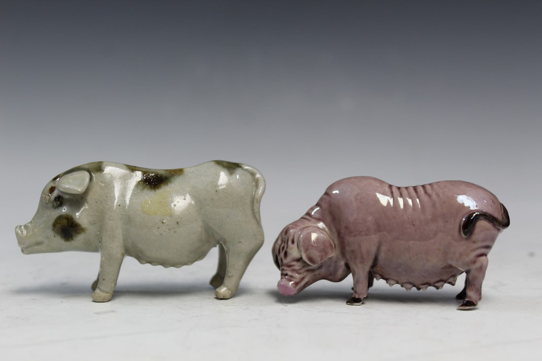 Two Chinese Porcelain Pig Figurines (1 of 5)