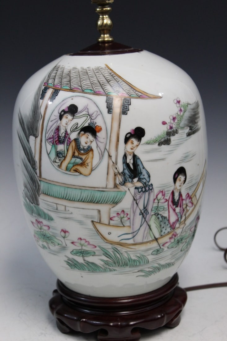 Chinese Famille Rose Porcelain Jar Lamp (1 of 7)