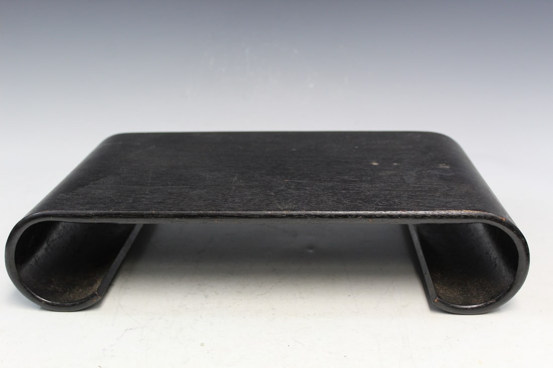 Chinese Scroll Shaped Wood Stand: Chinese Scroll Shaped Wood Stand. L 38 cm.