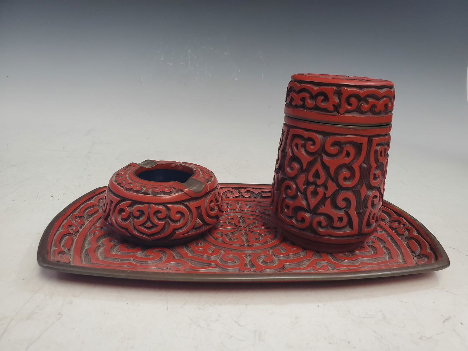 Chinese Red Lacquer Cigarette Set (1 of 5)