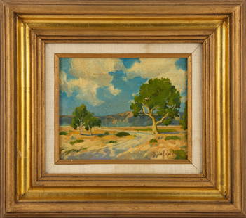 (Robert)Julian Onderdonk(1882 - 1922) Landscape Oil On Board "The River Over The Trees": Title: The River Over The TreesMedium: Oil On BoardPainting Size: 8" x 10"Frame Size: 16" x 18"Condition: This artwork is in good overall condition for its age.Signature: SignedArtist: (Robert)Julian