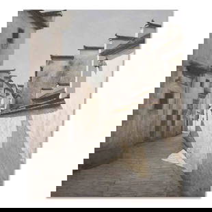 Impressionist Original Oil Painting "Old House": Title: Old HouseMedium: Oil on canvasSize: 39" x 32".Age: 2000sArtist: JiangDong LiCondition: This artwork is in good condition for its age.