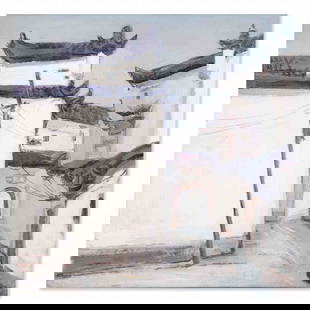 Impressionist Original Oil Painting "White Houses": Title: White HousesMedium: Oil on canvasSize: 17" x 17"Age: 2000sArtist: Cong PengCondition: This artwork is in good condition for its age.