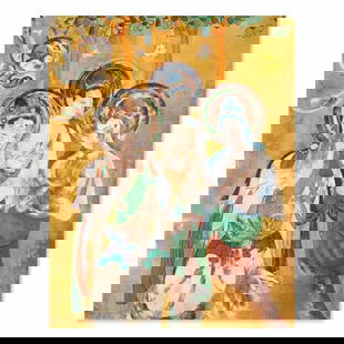 Expressionist Original Oil On Canvas "Buddhas": Title: BuddhasMedium: Oil on canvasSize: 39" x 31"Age: 2000sArtist: RuiRui ZhangCondition: This artwork is in good condition for its age.