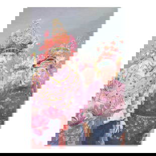 Expressionist Original Oil Painting "Festival": Title: FestivalMedium: Oil on canvasSize: 23" x 16" Age: 2000sArtist: SuLi HuCondition: This artwork is in good condition for its age.