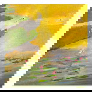 Surrealist Original Oil Painting "White Peacock": Title: White PeacockMedium: Oil on canvasSize: 17" x 17" Age: 2000sArtist: Ze HeCondition: This artwork is in good condition for its age.