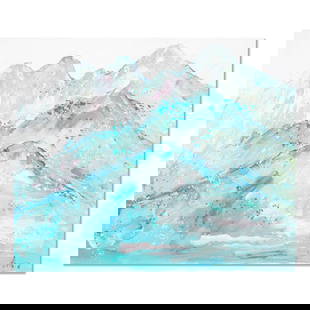 Post Impressionist Original Oil Painting "Mountain Landscape": Title: Mountain LandscapeMedium: Oil on canvasSize: 20" x 23" Age: 2000sArtist: JiaBang KangCondition: This artwork is in good condition for its age.