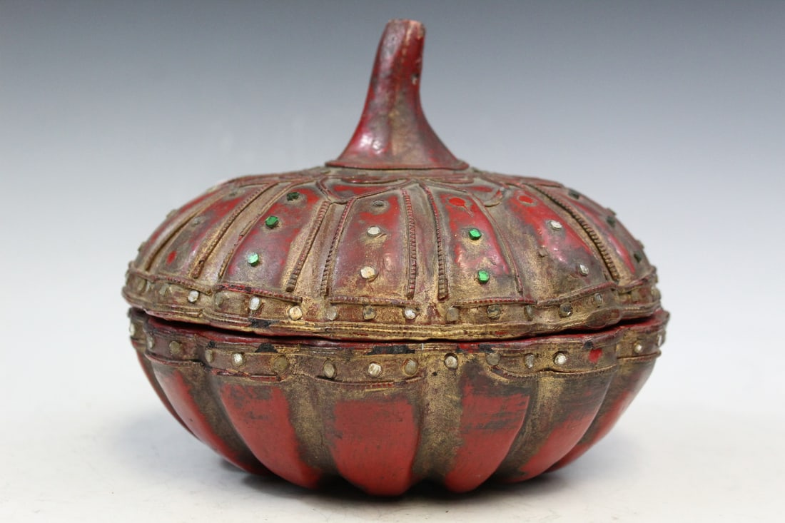 Southeast Asian Red Lacquered Melon Box (1 of 7)