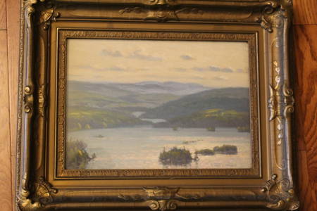 River Landscape, Gustave Adolph Wiegand, (NY/German, 1870-1957) Oil Painting on Board.