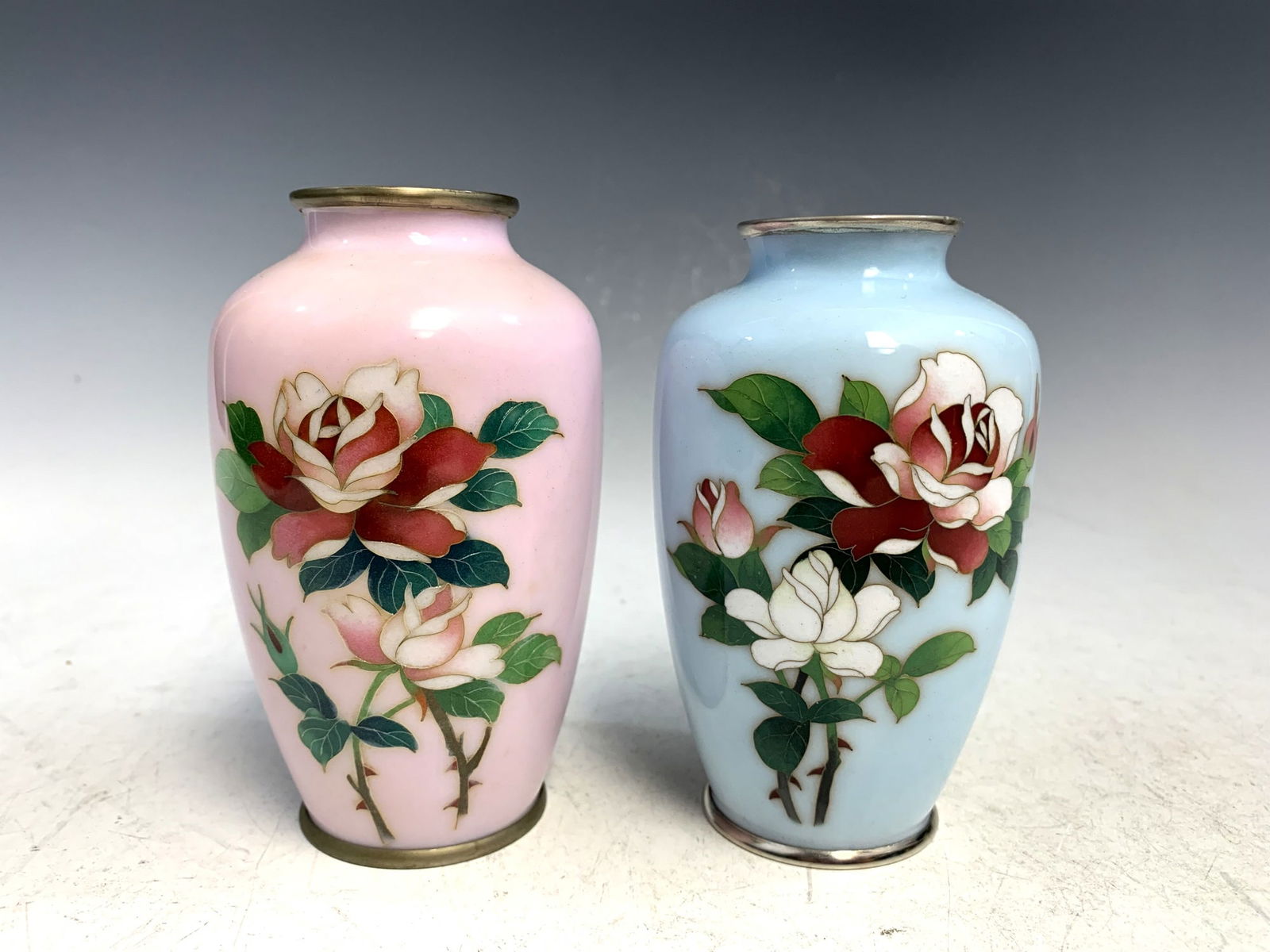 Two Chinese cloisonne vases. (1 of 5)