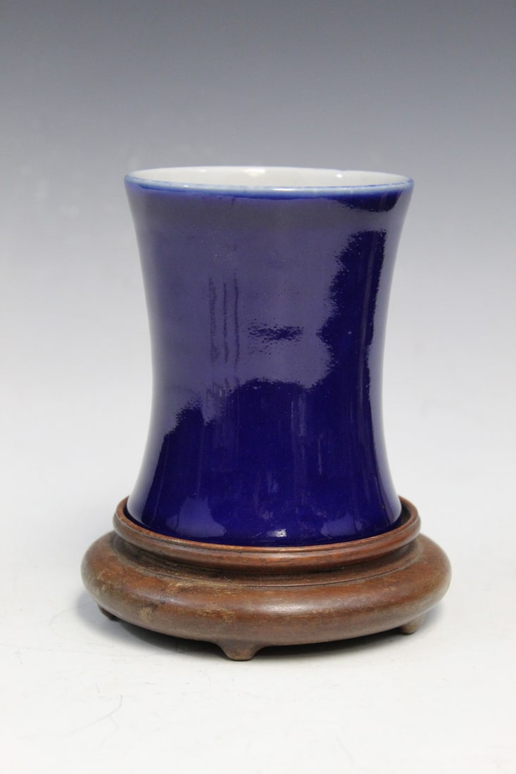 Chinese Powder Blue Glazed Porcelain Brush Pot (1 of 5)