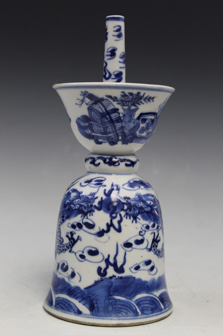 Chinese Blue and White Porcelain Dragon Candle Holder (1 of 7)