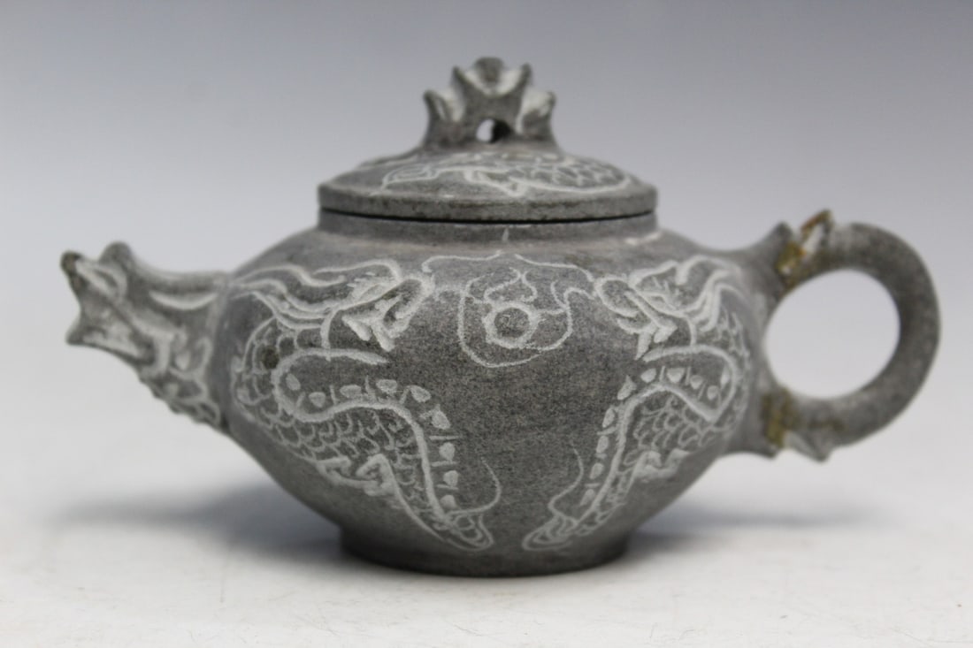 Chinese Carved Stone Teapot (1 of 7)