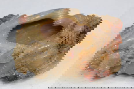 Chinese Carved Soapstone Brush Washer: Chinese Carved Soapstone Brush Washer. 14x11x6 cm.