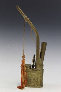 Chinese Baitong Smoking Pipe: Chinese Baitong Smoking Pipe. H 27 cm.