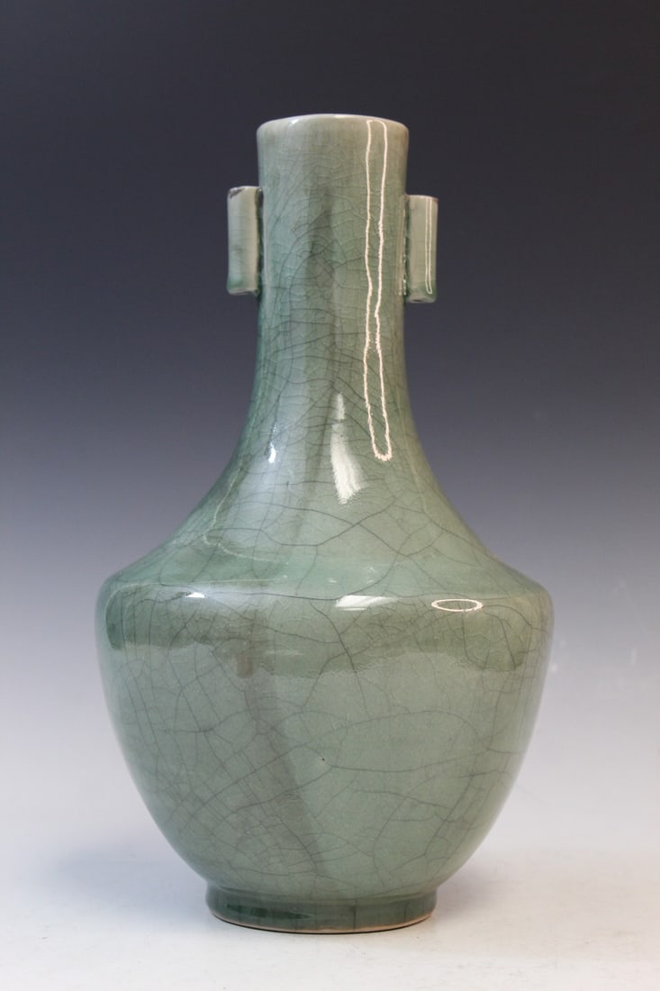 Chinese Celadon Glazed Porcelain Vase: Chinese Celadon Glazed Porcelain Vase. H 34 cm.