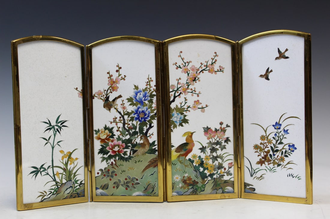 Japanese Cloisonne Table Screen (1 of 8)