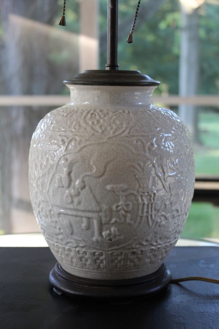 Chinese White Glaze Porcelain Jar Lamp (1 of 6)