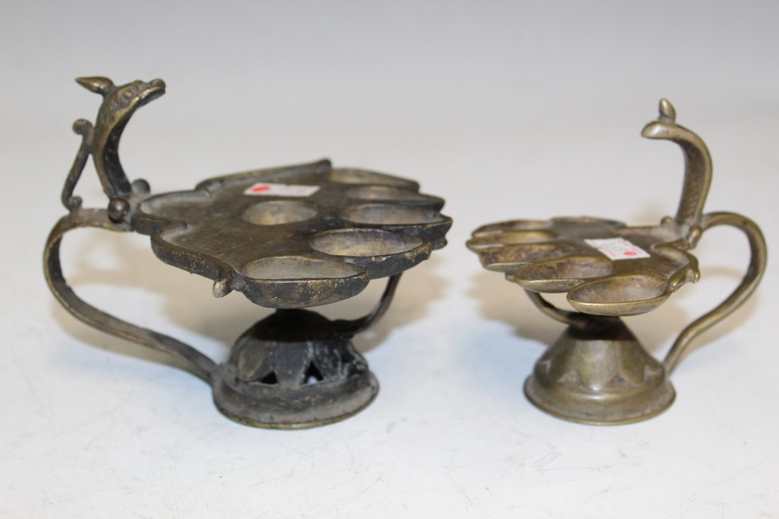 Two Old Brass Oil Lamps (1 of 5)