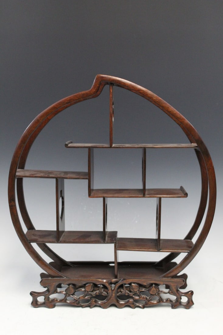 Chinese Wood Peach-shaped Shelf: Chinese Wood Peach-shaped Shelf. H 43 cm